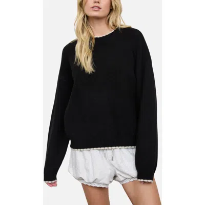 Blu Pepper Contrast Trim Crew Sweater In Black