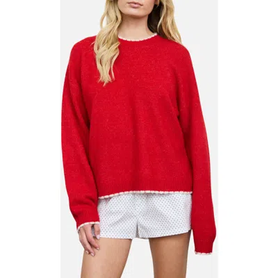 Blu Pepper Contrast Trim Crew Sweater In Multi