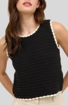 Blu Pepper Contrast Trim Knit Top In Black