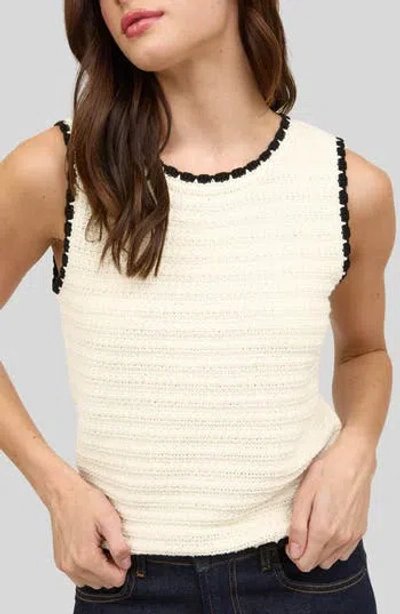 Blu Pepper Contrast Trim Knit Top In White