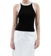 Blu Pepper Contrast Trim Racerback Knit Tank Top In Black In Black