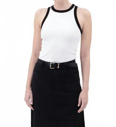 Blu Pepper Contrast Trim Racerback Knit Tank Top In White