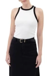 Blu Pepper Contrast Trim Racerback Knit Tank Top In White In White