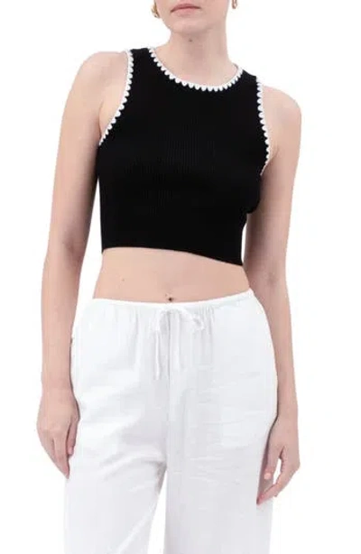 Blu Pepper Contrast Trim Sleeveless Top In Black