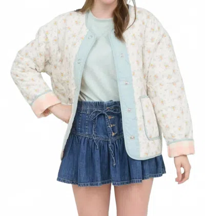 Blu Pepper Cora Jacket In Cream/mint In White