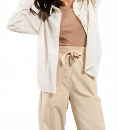 Blu Pepper Corduroy Button Up Shacket In Off White