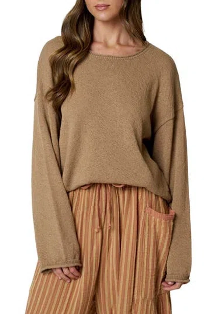 Blu Pepper Cotton Crewneck Sweater In Mocha