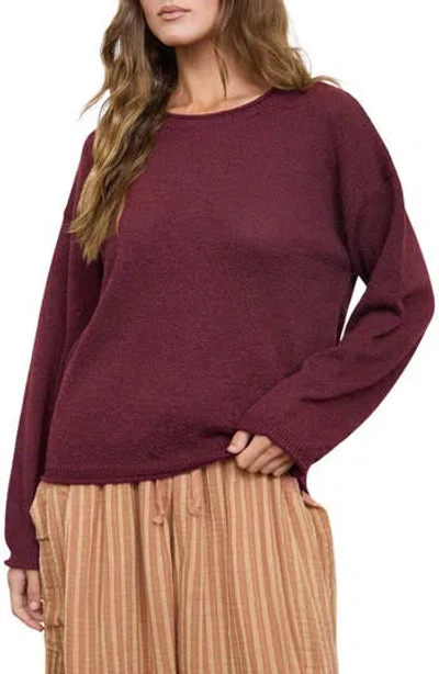 Blu Pepper Cotton Crewneck Sweater In Oxblood