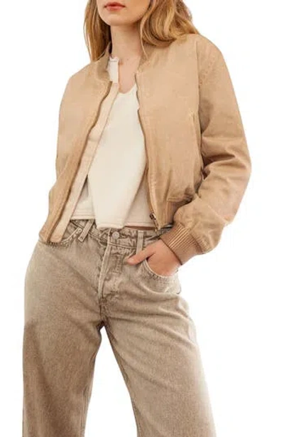 Blu Pepper Cotton Twill Bomber Jacket In Brown