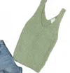Blu Pepper Cozy Tank Top In Sage In Green