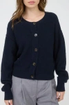 Blu Pepper Crewneck Button Down Cardigan In Blue