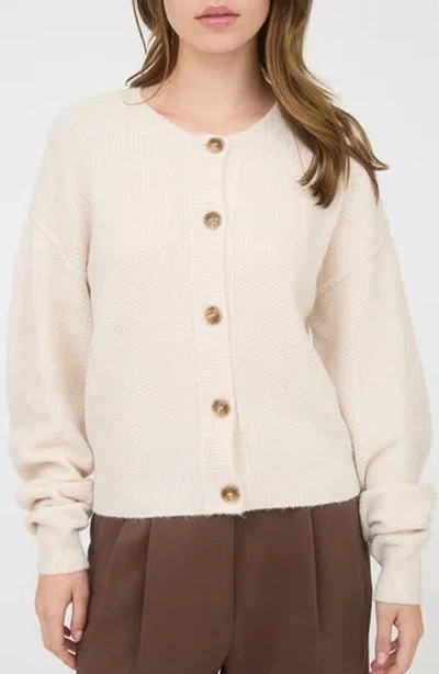 Blu Pepper Crewneck Button Down Cardigan In White