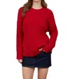 Blu Pepper Crewneck Cable Knit Sweater In Deep Red In Silver