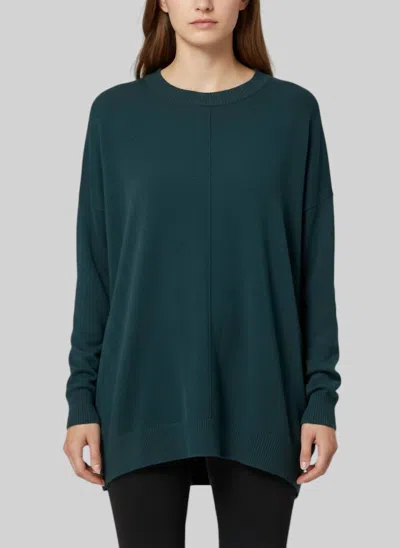 Blu Pepper Crewneck Lightweight Sweater In Hunter Green