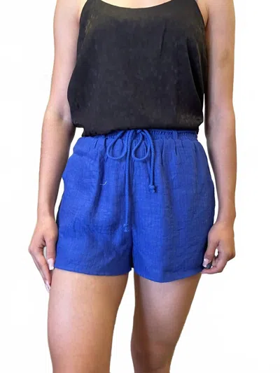 Blu Pepper Crinkled Ruffle Waist Draw String Shorts In Blue