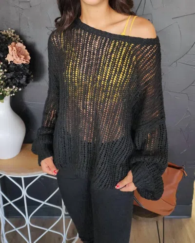 Blu Pepper Crochet Sweater In Black
