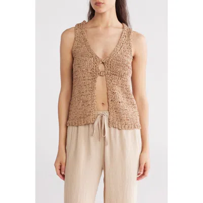 Blu Pepper Crochet Sweater Tank In Sand