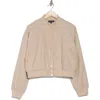Blu Pepper Crop Bomber Jacket In Light Taupe