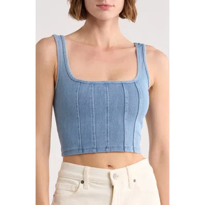 Blu Pepper Denim Corset Tank In Blue