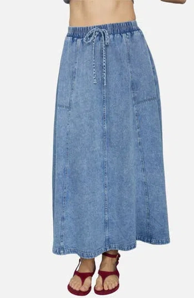 Blu Pepper Denim Maxi Skirt In Blue