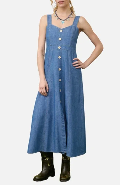 Blu Pepper Denim Midi Dress In Blue