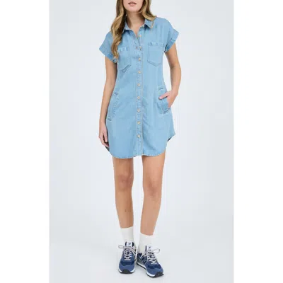 Blu Pepper Denim Shirtdress In Blue