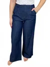 Blu Pepper Denim Wide Leg Trouser Pants In Blue In Blue