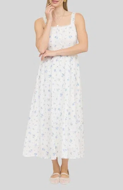 Blu Pepper Ditsy Floral Midi Dress In White