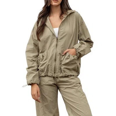 Blu Pepper Drawcord Toggle Hooded Jacket In Green