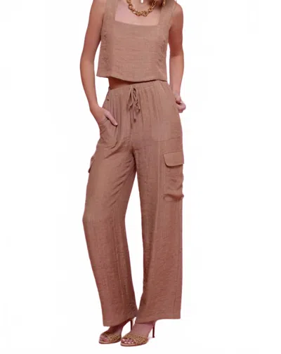 Blu Pepper Drawstring Cargo Pants In Tan In Brown