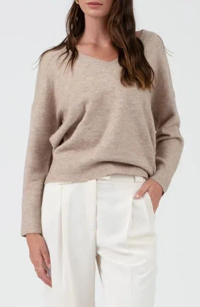 Blu Pepper Drop Shoulder Sweater In Taupe