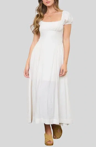 Blu Pepper Drop Waist Seam Midi Dress In White