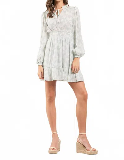 Blu Pepper Empire Waist Long Sleeve Mini Dress In Mint Green