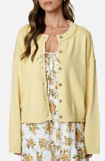 Blu Pepper Exposed Seam Relaxed Fit Cardigan In Butter Yellow