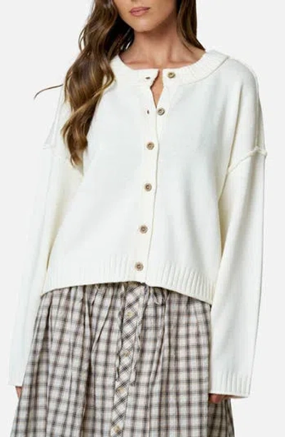 Blu Pepper Exposed Seam Relaxed Fit Cardigan In Ivory