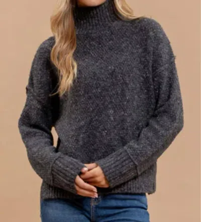 Blu Pepper Exposed Seam Turtleneck Sweater In Charcoal