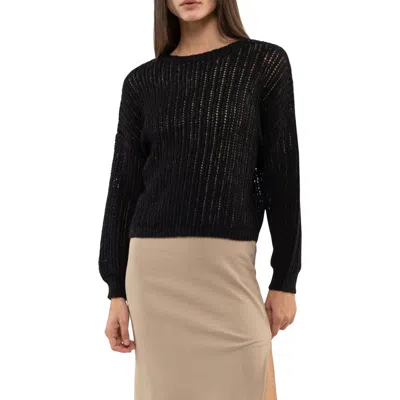 Blu Pepper Extended Shoulder Knit Sweater In Black