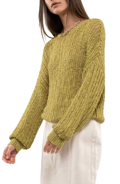 Blu Pepper Extended Shoulder Knit Sweater In Kiwi