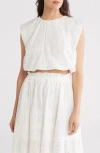 Blu Pepper Eyelet Bubble Top In White