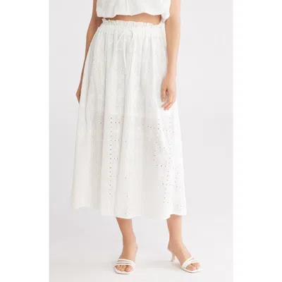 Blu Pepper Eyelet Maxi Skirt In White