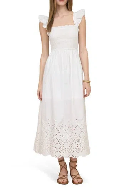 Blu Pepper Eyelet Midi Dress In White