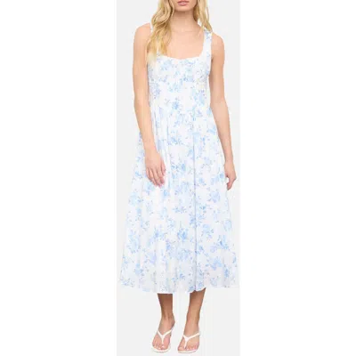 Blu Pepper Eyelet Sleeveless Maxi Dress In Blue