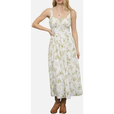Blu Pepper Eyelet Sleeveless Maxi Dress In Green