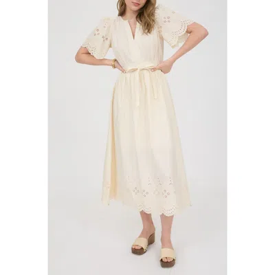 Blu Pepper Eyelet Tie Waist Maxi Dress
