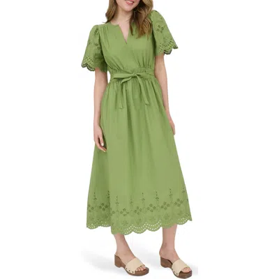Blu Pepper Eyelet Tie Waist Maxi Dress