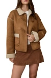 Blu Pepper Faux Shearling & Faux Suede Jacket In Brown