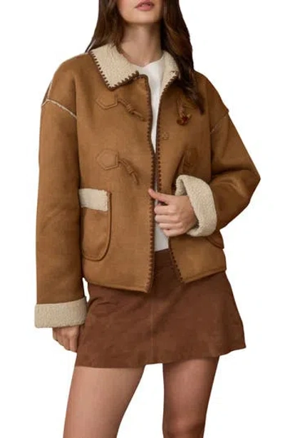 Blu Pepper Faux Shearling & Faux Suede Jacket In Brown
