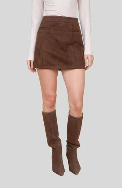 Blu Pepper Faux Suede Miniskirt In Brown