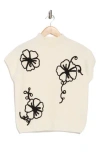 Blu Pepper Floral Appliqué Mock Neck Sleeveless Sweater