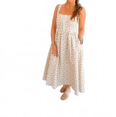 Blu Pepper Floral Boho Denim Dress In Sand In White